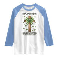 Faith Over Luck St Patrick's Day Raglan Shirt Christian Jesus Bible Verse Psalm 23