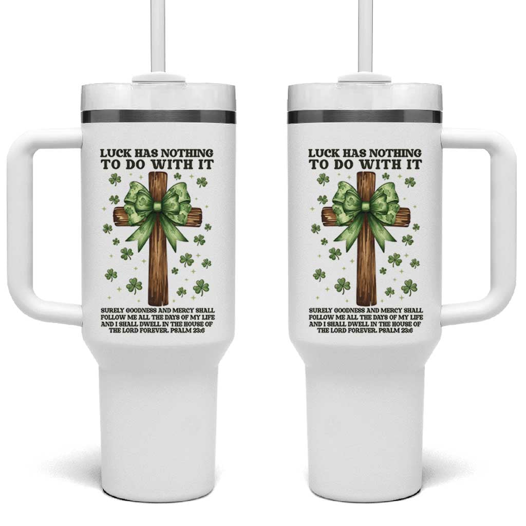 Faith Over Luck St Patrick's Day Tumbler With Handle Christian Jesus Bible Verse Psalm 23