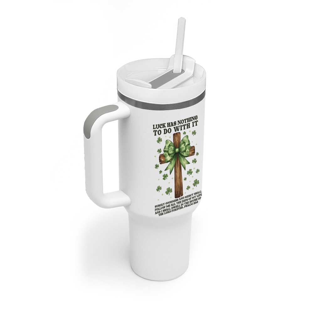 Faith Over Luck St Patrick's Day Tumbler With Handle Christian Jesus Bible Verse Psalm 23