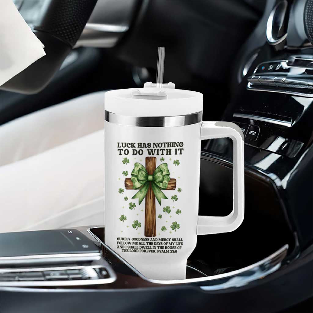 Faith Over Luck St Patrick's Day Tumbler With Handle Christian Jesus Bible Verse Psalm 23