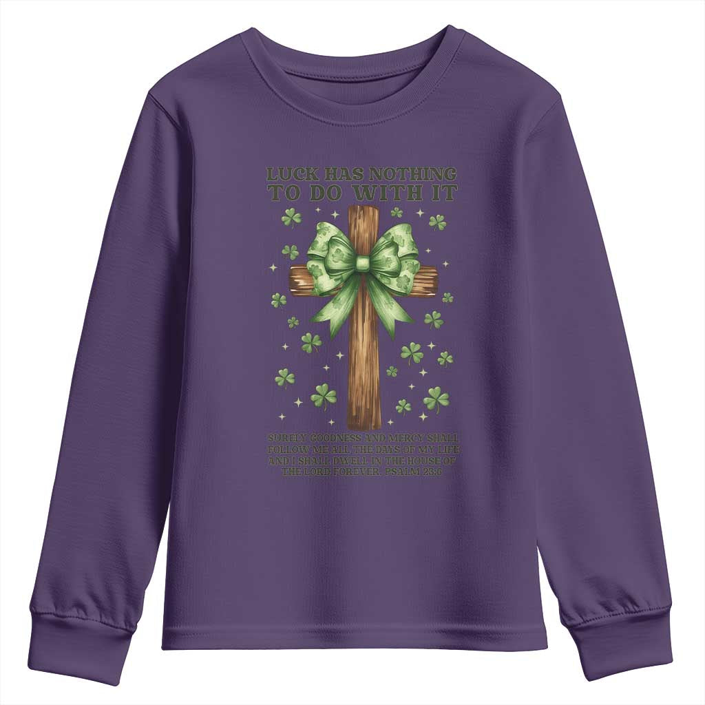 Faith Over Luck St Patrick's Day Youth Sweatshirt Christian Jesus Bible Verse Psalm 23