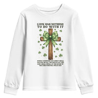 Faith Over Luck St Patrick's Day Youth Sweatshirt Christian Jesus Bible Verse Psalm 23