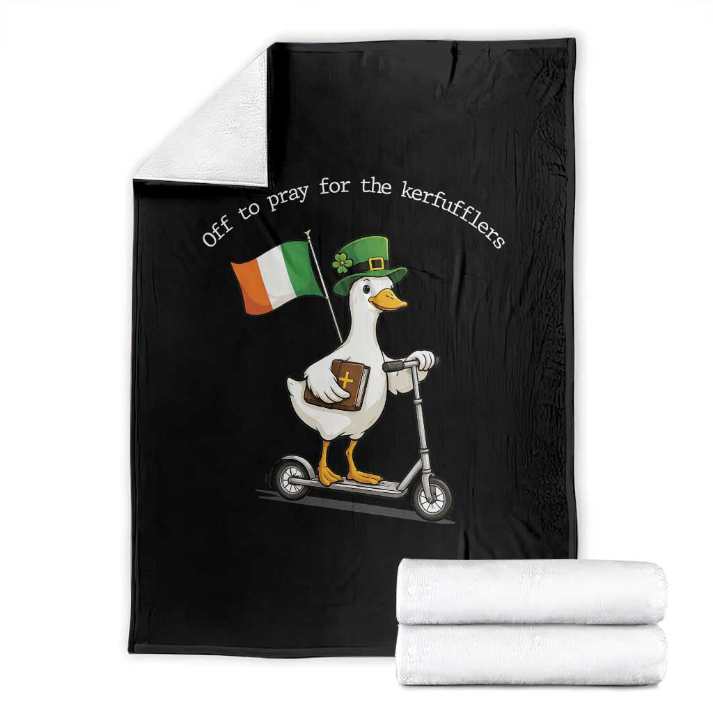 Funny Goose Christian St Patrick's Day Throw Blanket Off To Pray For The Kerfufflers