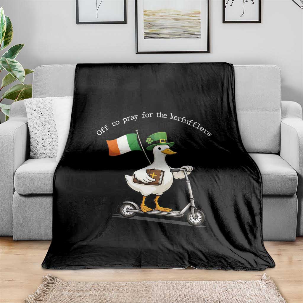 Funny Goose Christian St Patrick's Day Throw Blanket Off To Pray For The Kerfufflers