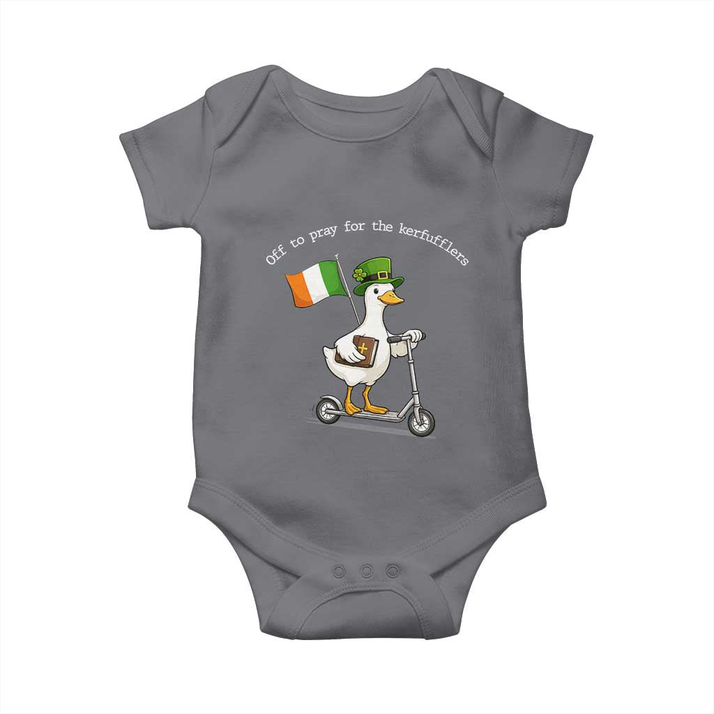 Funny Goose Christian St Patrick's Day Baby Onesie Off To Pray For The Kerfufflers