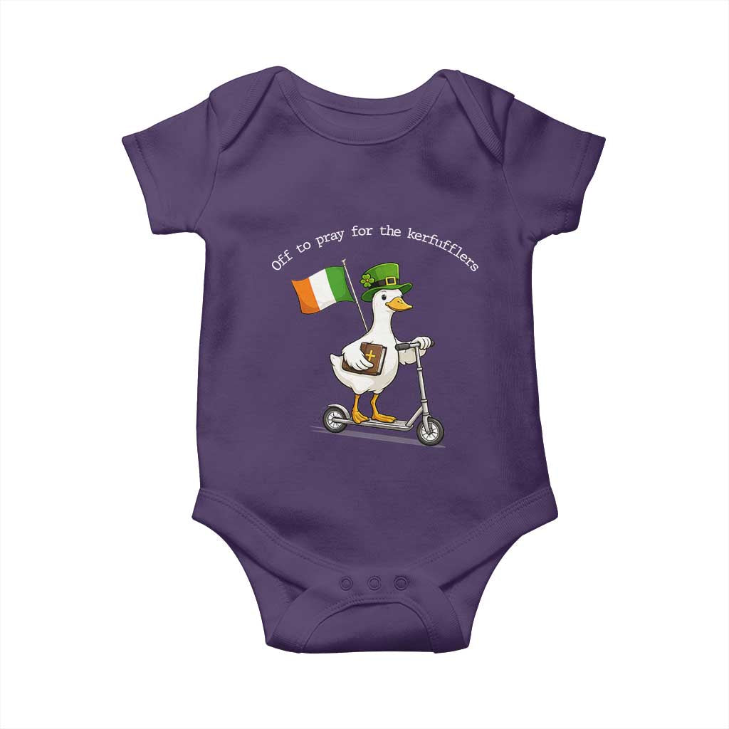 Funny Goose Christian St Patrick's Day Baby Onesie Off To Pray For The Kerfufflers
