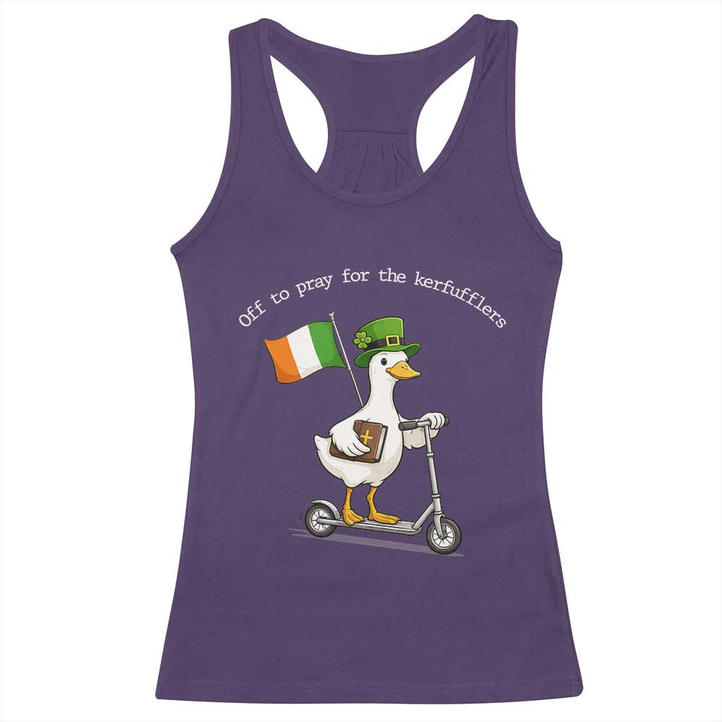 Funny Goose Christian St Patrick's Day Racerback Tank Top Off To Pray For The Kerfufflers
