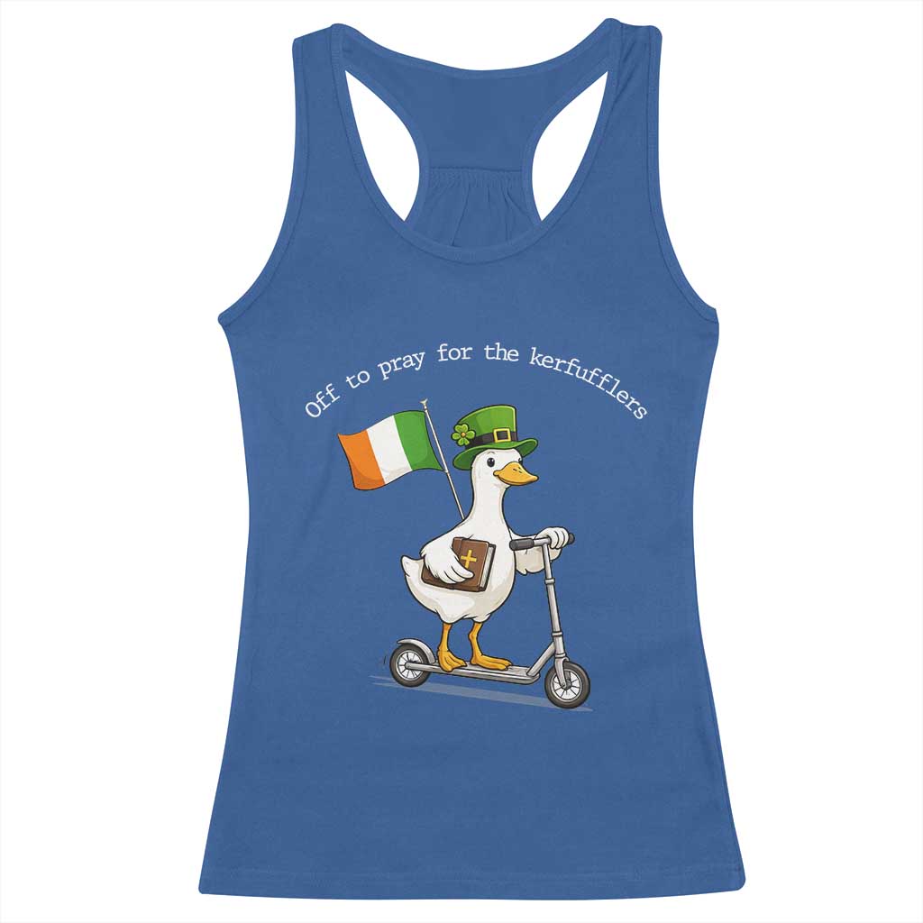Funny Goose Christian St Patrick's Day Racerback Tank Top Off To Pray For The Kerfufflers