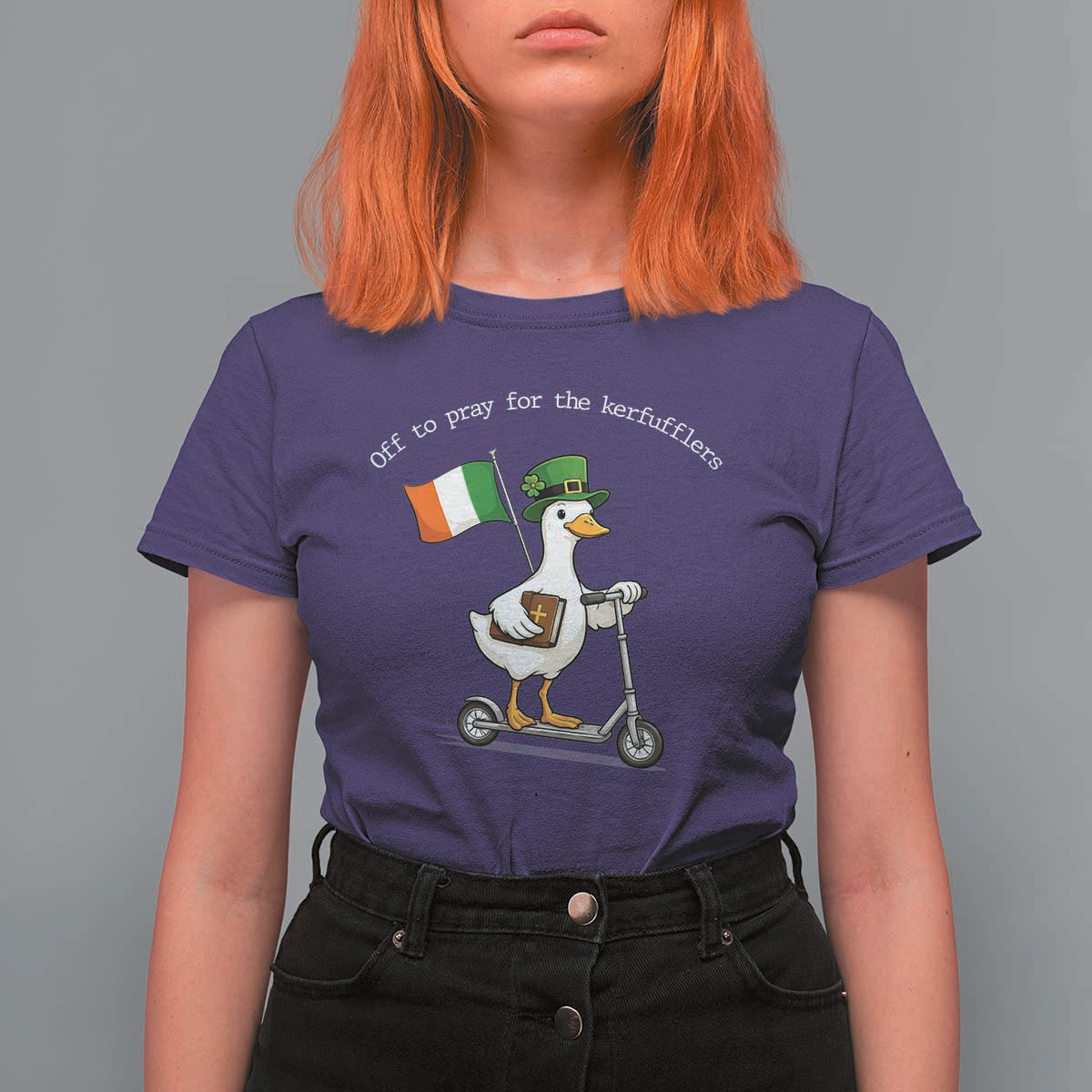 Funny Goose Christian St Patrick's Day T Shirt For Women Off To Pray For The Kerfufflers