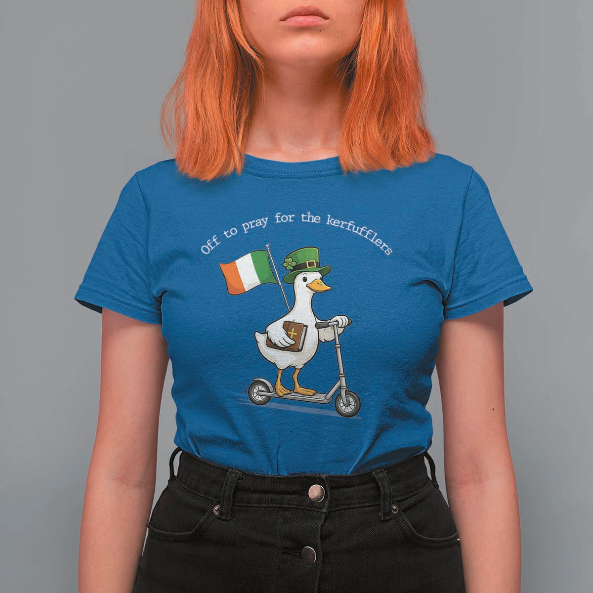 Funny Goose Christian St Patrick's Day T Shirt For Women Off To Pray For The Kerfufflers