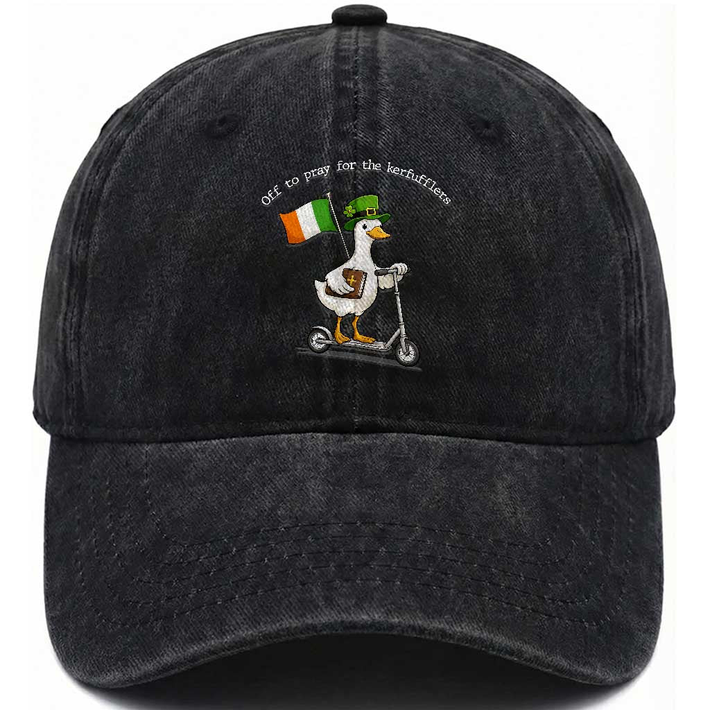 Funny Goose Christian St Patrick's Day Washed Cotton Baseball Cap Off To Pray For The Kerfufflers