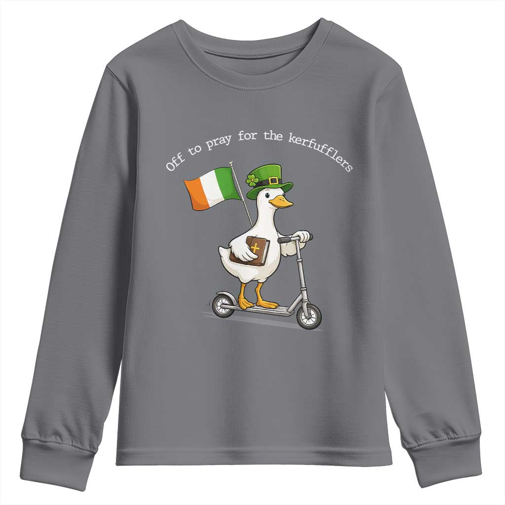 Funny Goose Christian St Patrick's Day Youth Sweatshirt Off To Pray For The Kerfufflers