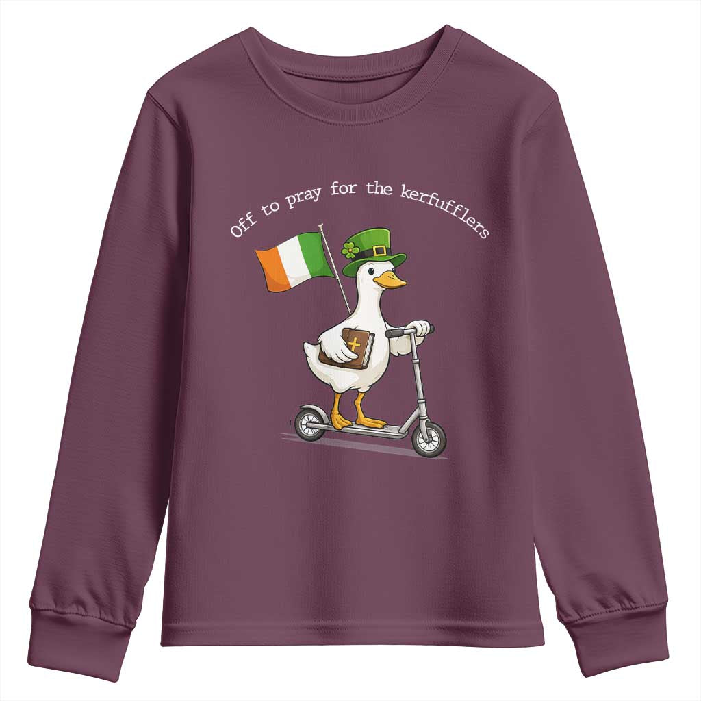 Funny Goose Christian St Patrick's Day Youth Sweatshirt Off To Pray For The Kerfufflers