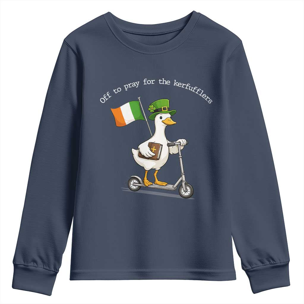 Funny Goose Christian St Patrick's Day Youth Sweatshirt Off To Pray For The Kerfufflers