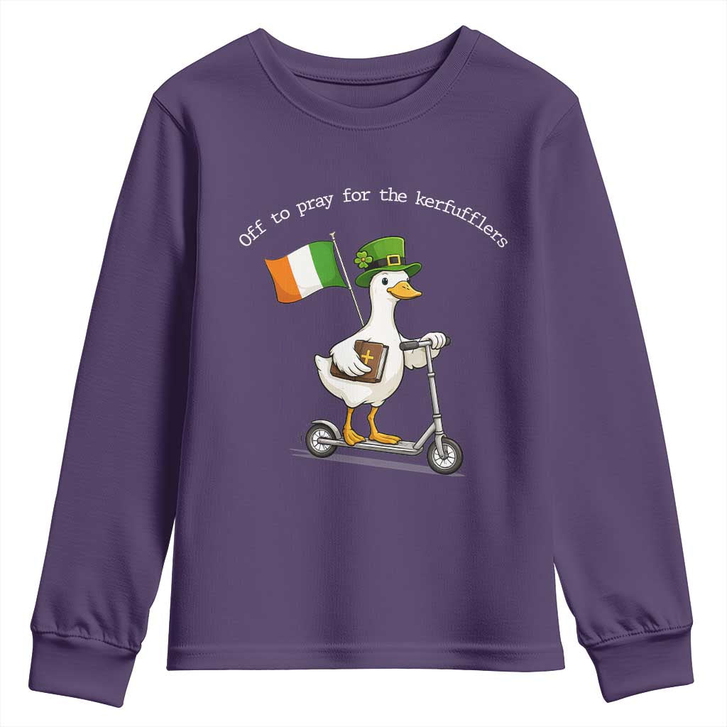Funny Goose Christian St Patrick's Day Youth Sweatshirt Off To Pray For The Kerfufflers
