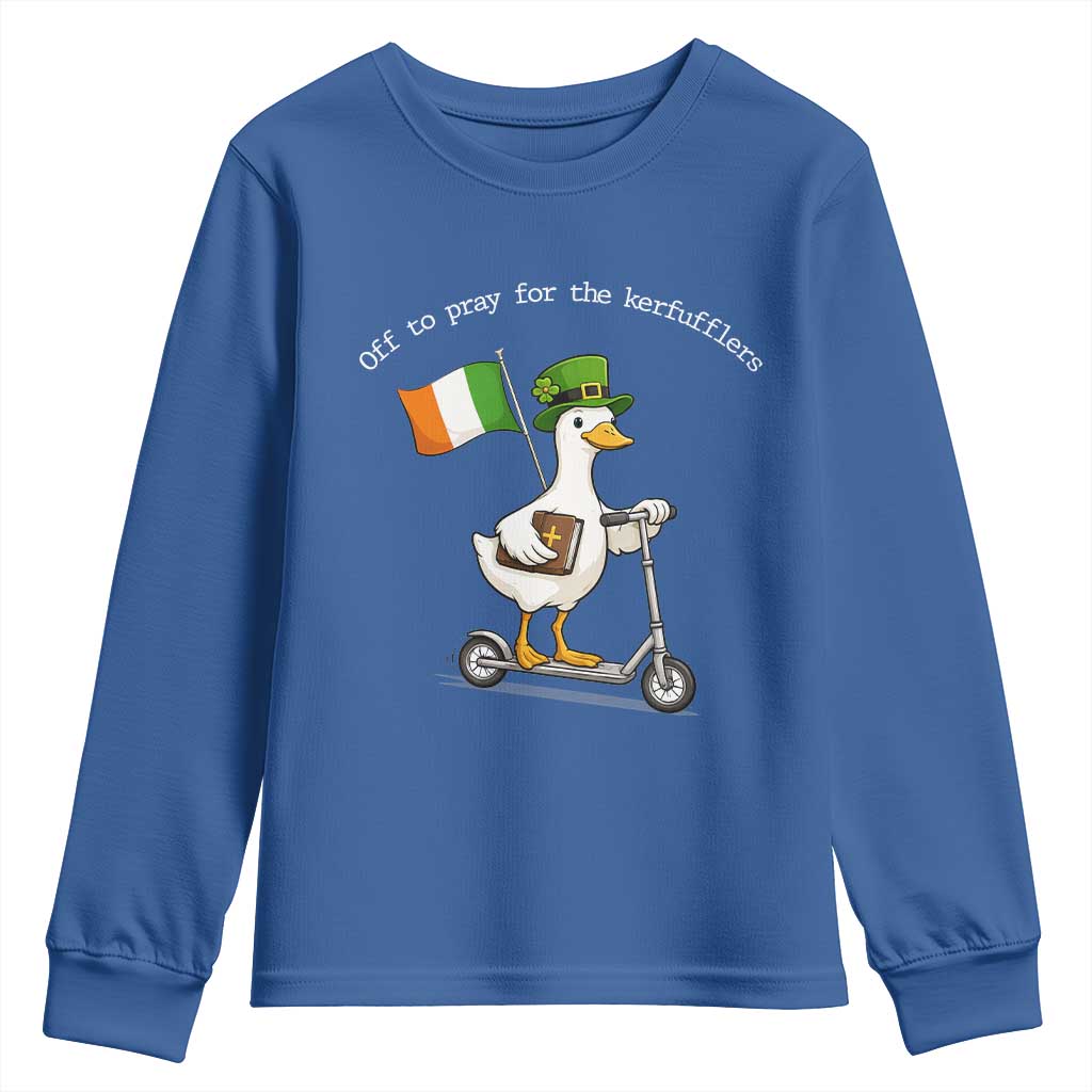 Funny Goose Christian St Patrick's Day Youth Sweatshirt Off To Pray For The Kerfufflers