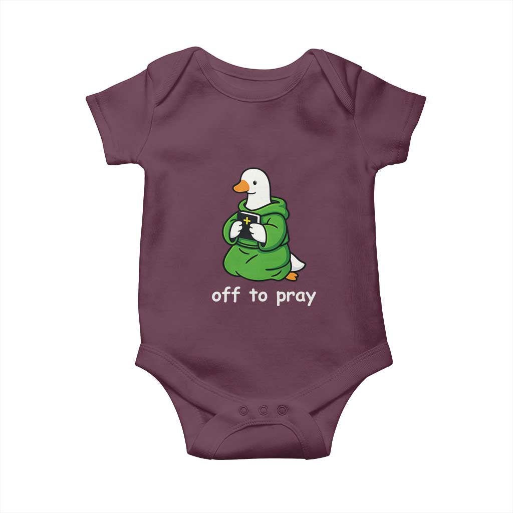 Christian Goose St Patrick's Day Baby Onesie Off To Pray