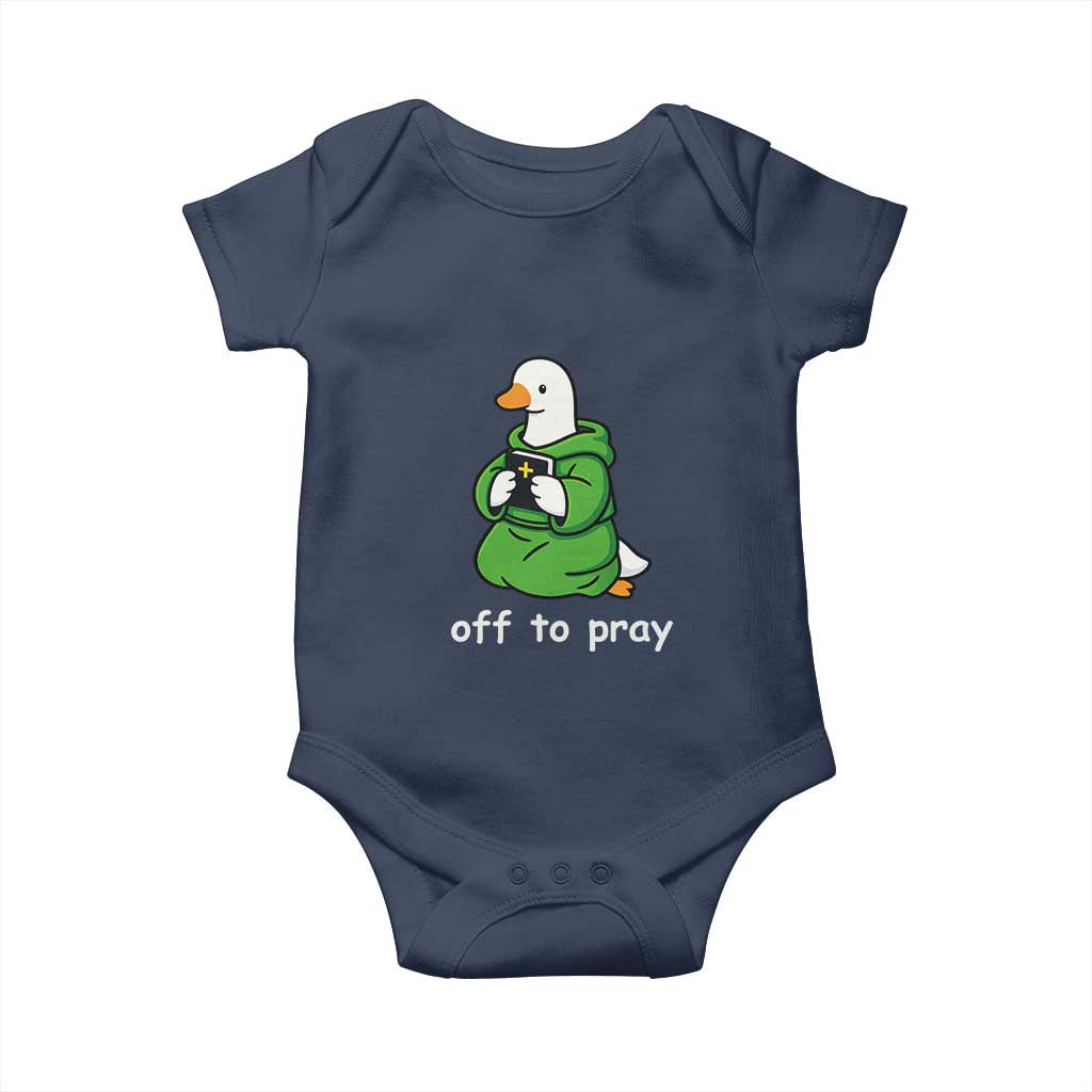 Christian Goose St Patrick's Day Baby Onesie Off To Pray