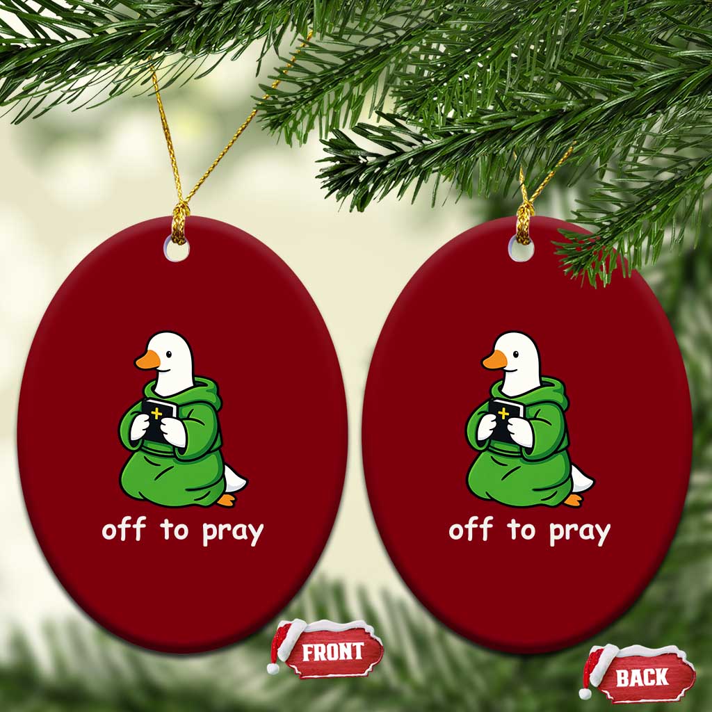 Christian Goose St Patrick's Day Ceramic Ornament Off To Pray