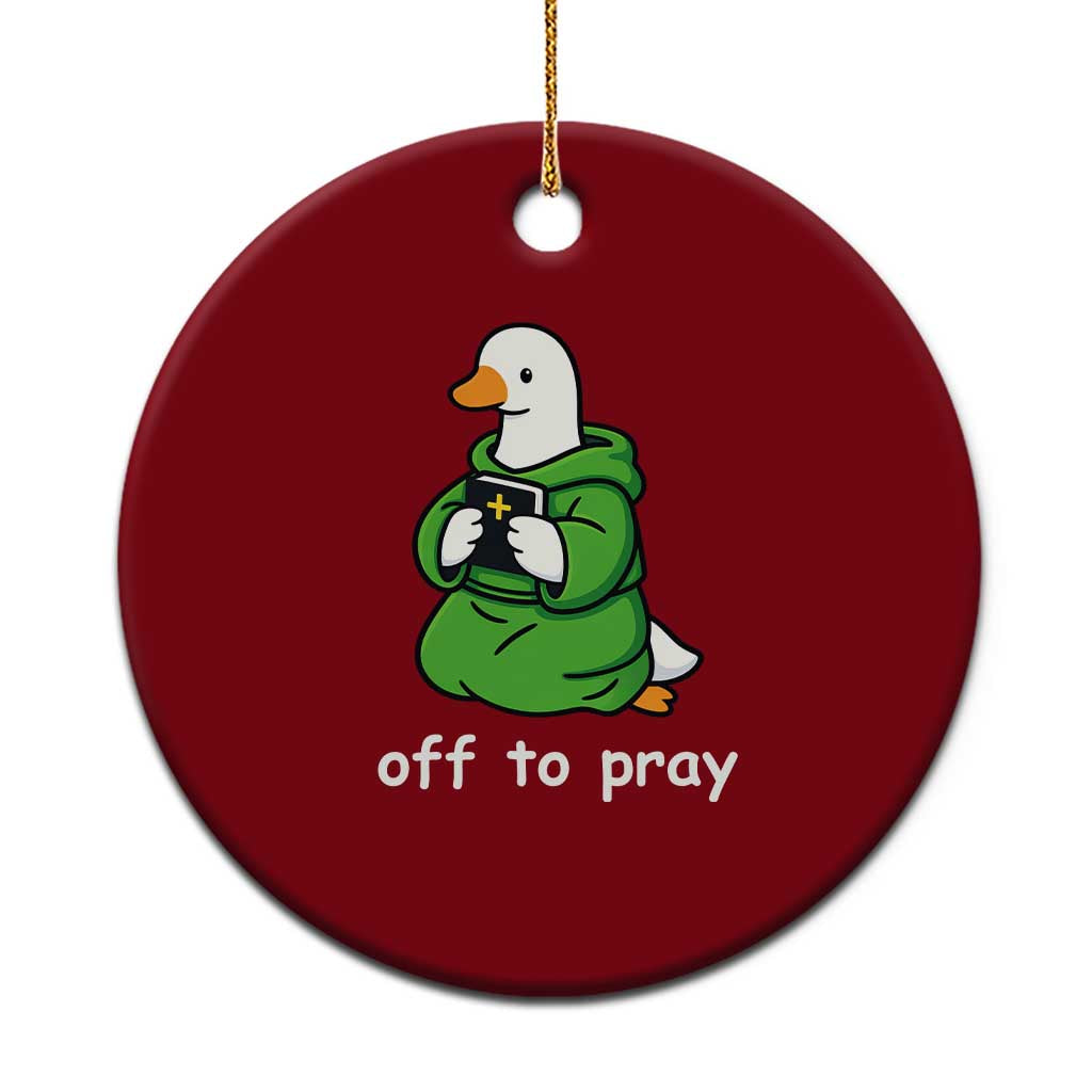 Christian Goose St Patrick's Day Ceramic Ornament Off To Pray