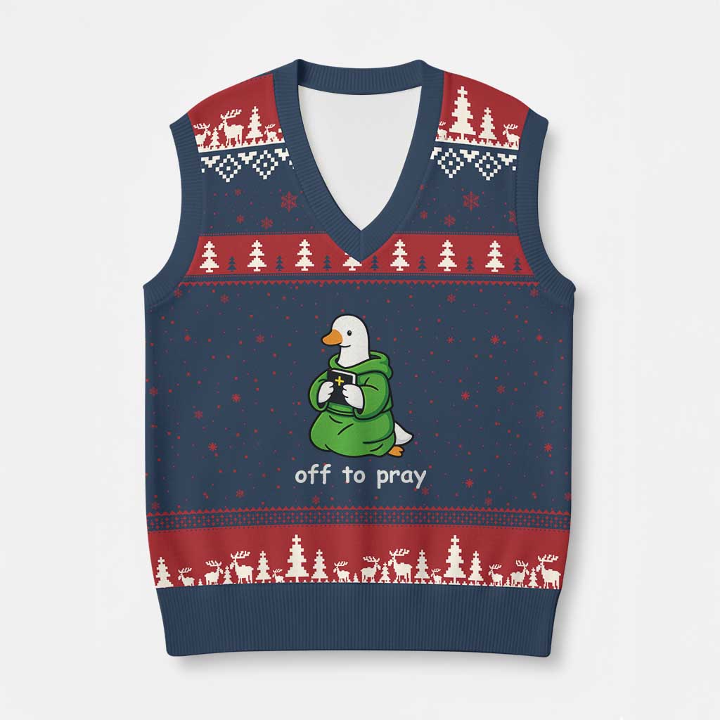 Christian Goose St Patrick's Day V-Neck Knit Sweater Vest Off To Pray
