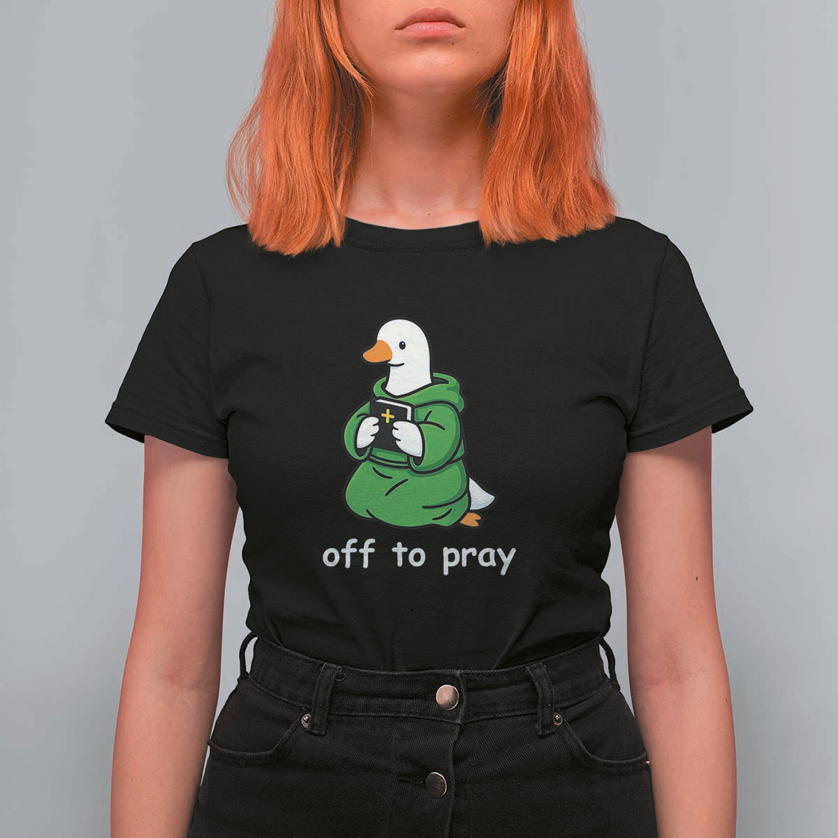 Christian Goose St Patrick's Day T Shirt For Women Off To Pray
