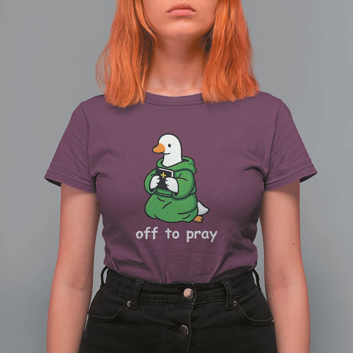 Christian Goose St Patrick's Day T Shirt For Women Off To Pray