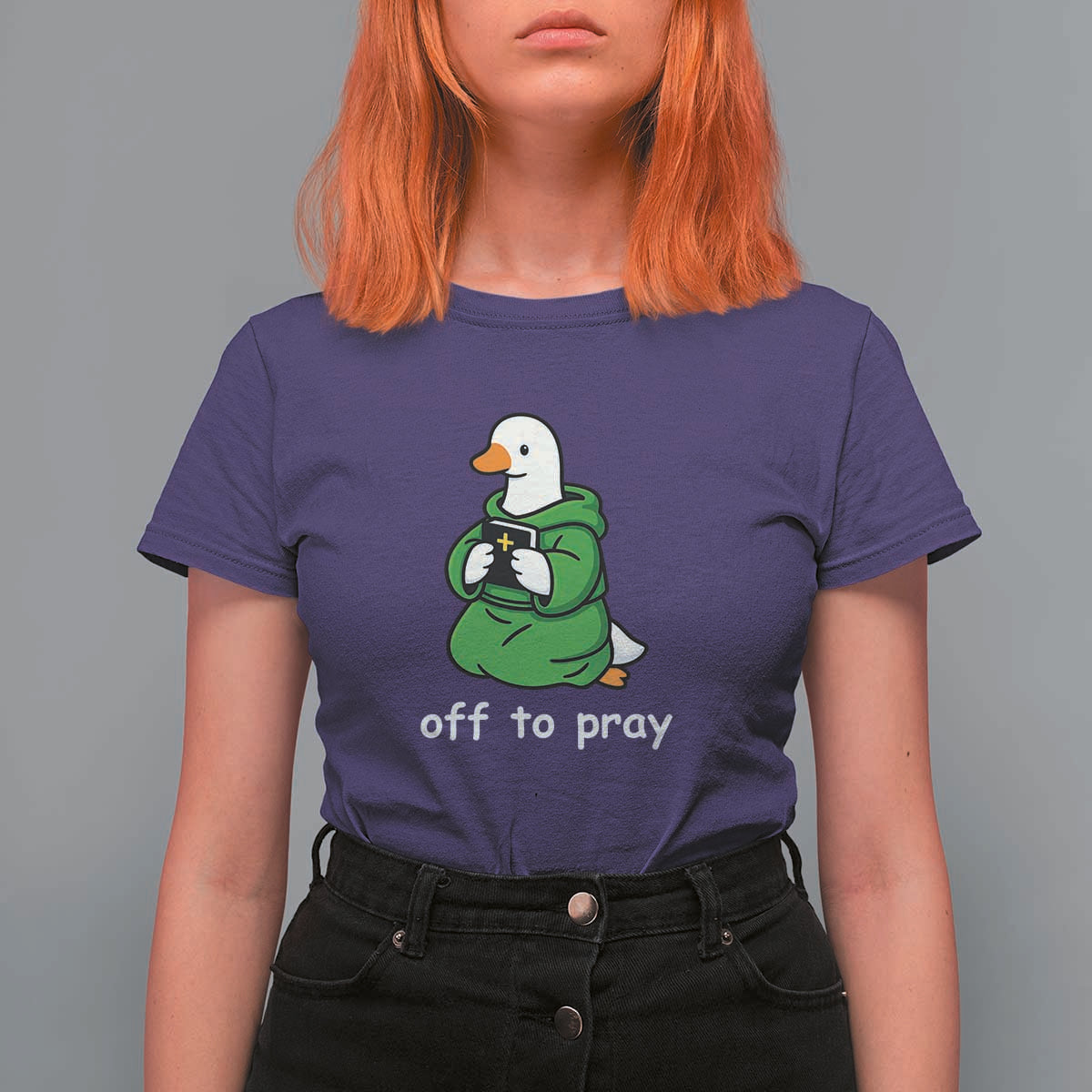 Christian Goose St Patrick's Day T Shirt For Women Off To Pray