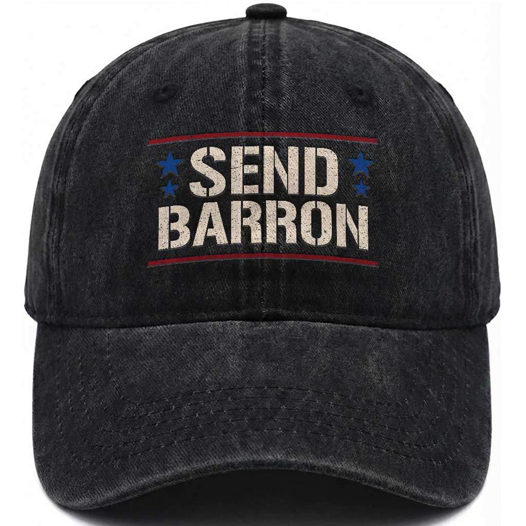 Send Barron Washed Cotton Baseball Cap Viral Hashtag Political Protest