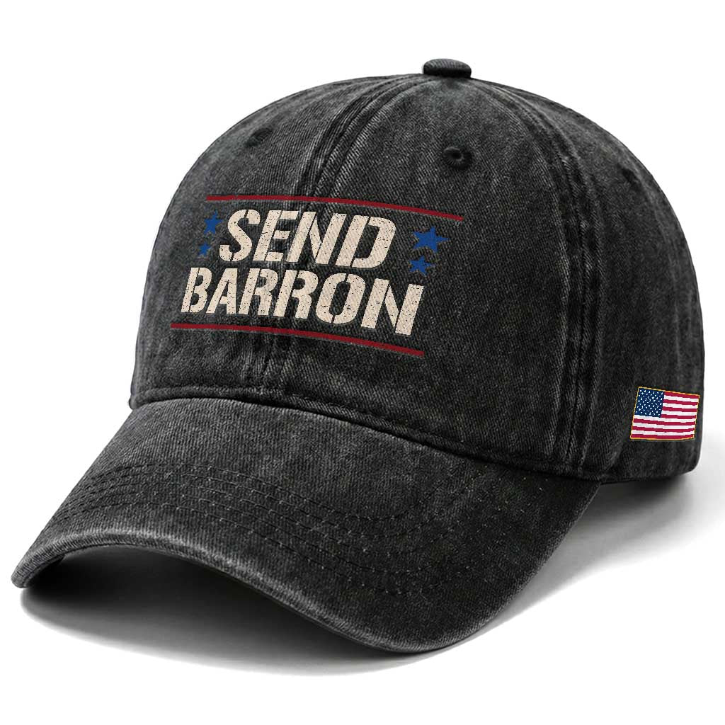 Send Barron Washed Cotton Baseball Cap Viral Hashtag Political Protest
