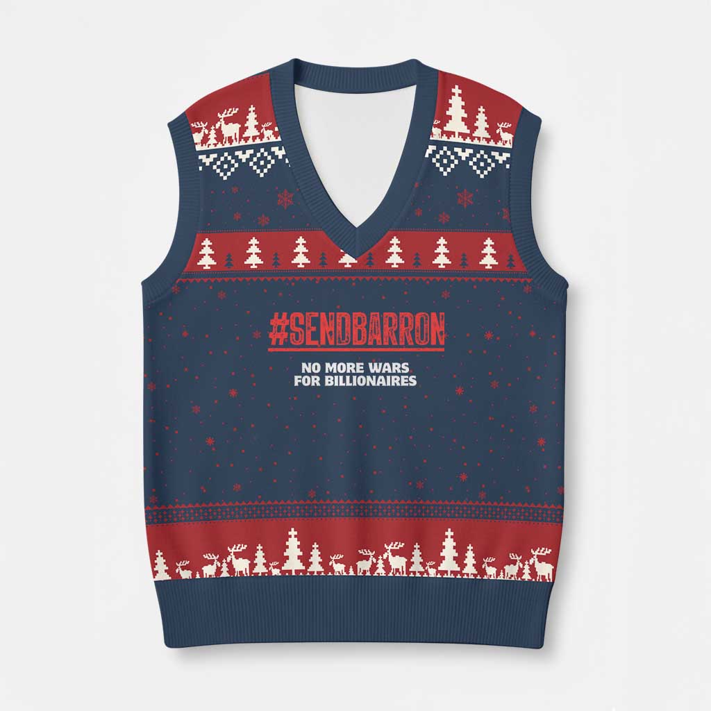 Send Barron Meme V-Neck Knit Sweater Vest Funny Political Hashtag Viral Internet