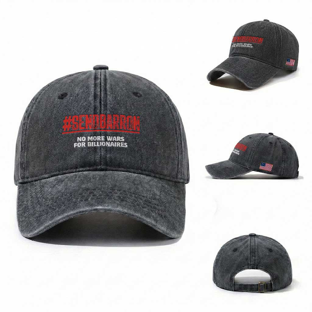 Send Barron Meme Washed Cotton Baseball Cap Funny Political Hashtag Viral Internet