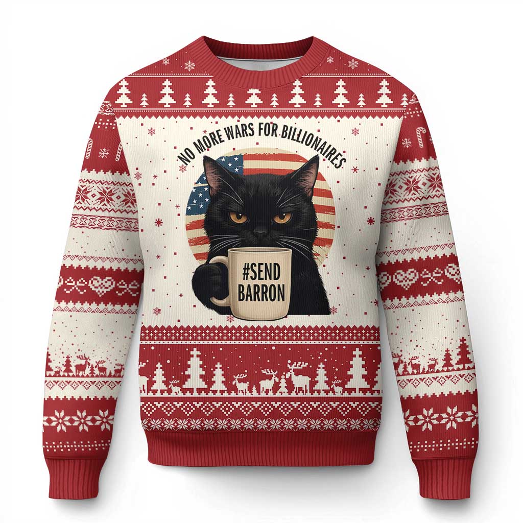 Send Barron Meme Ugly Christmas Sweater Funny Cat Sarcastic Political