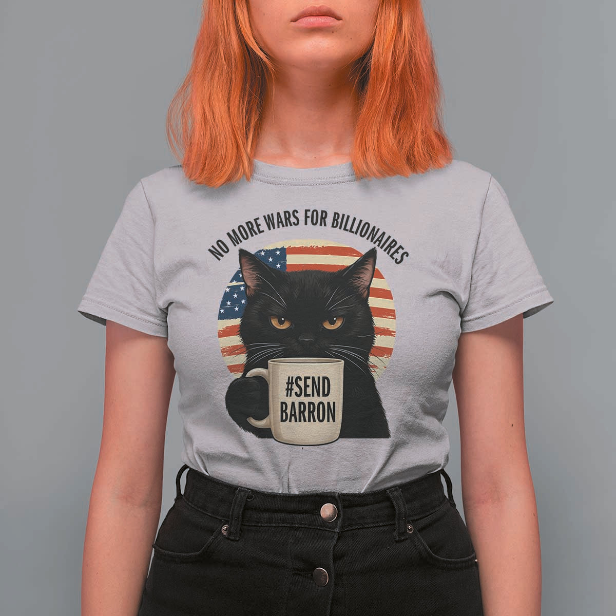 Send Barron Meme T Shirt For Women Funny Cat Sarcastic Political