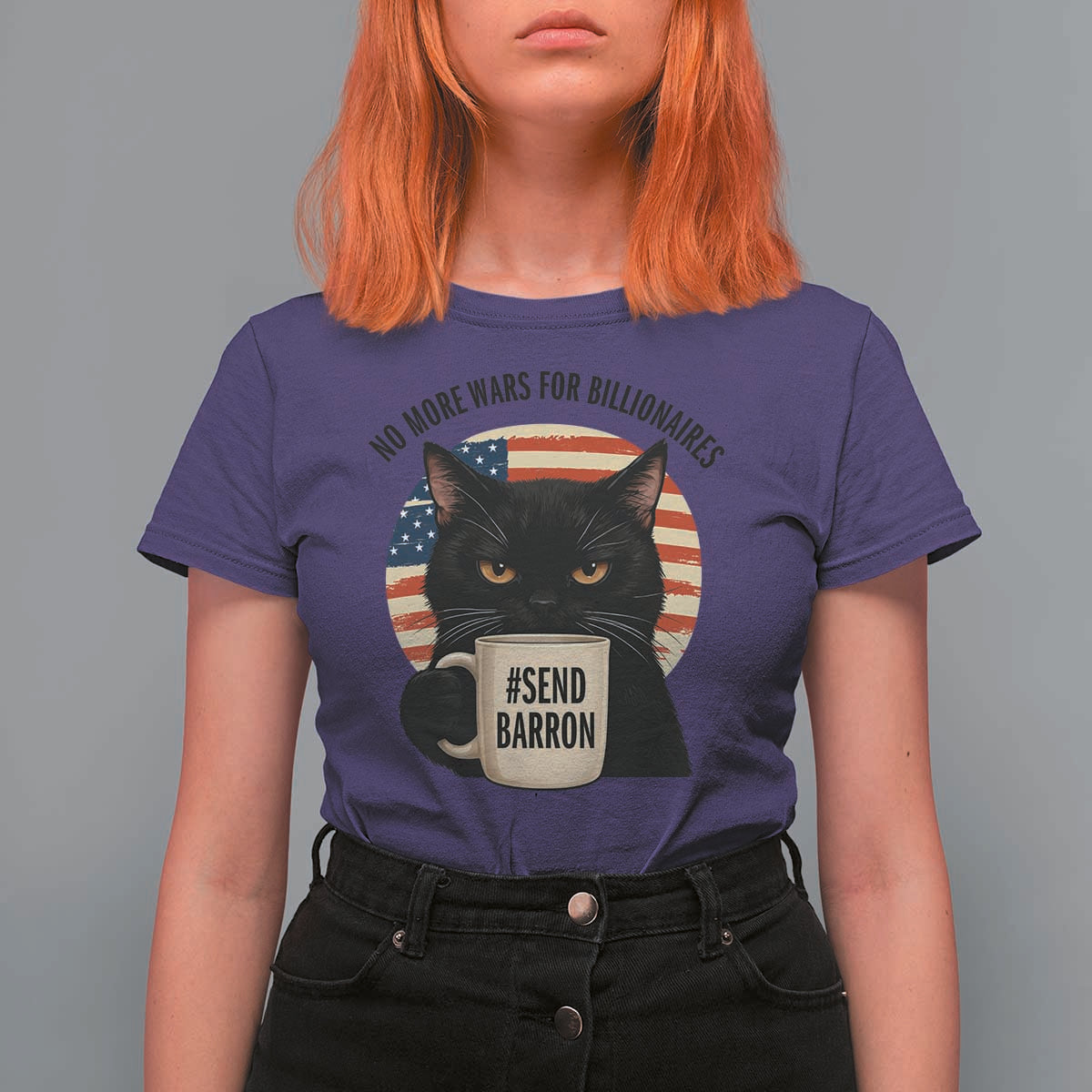 Send Barron Meme T Shirt For Women Funny Cat Sarcastic Political