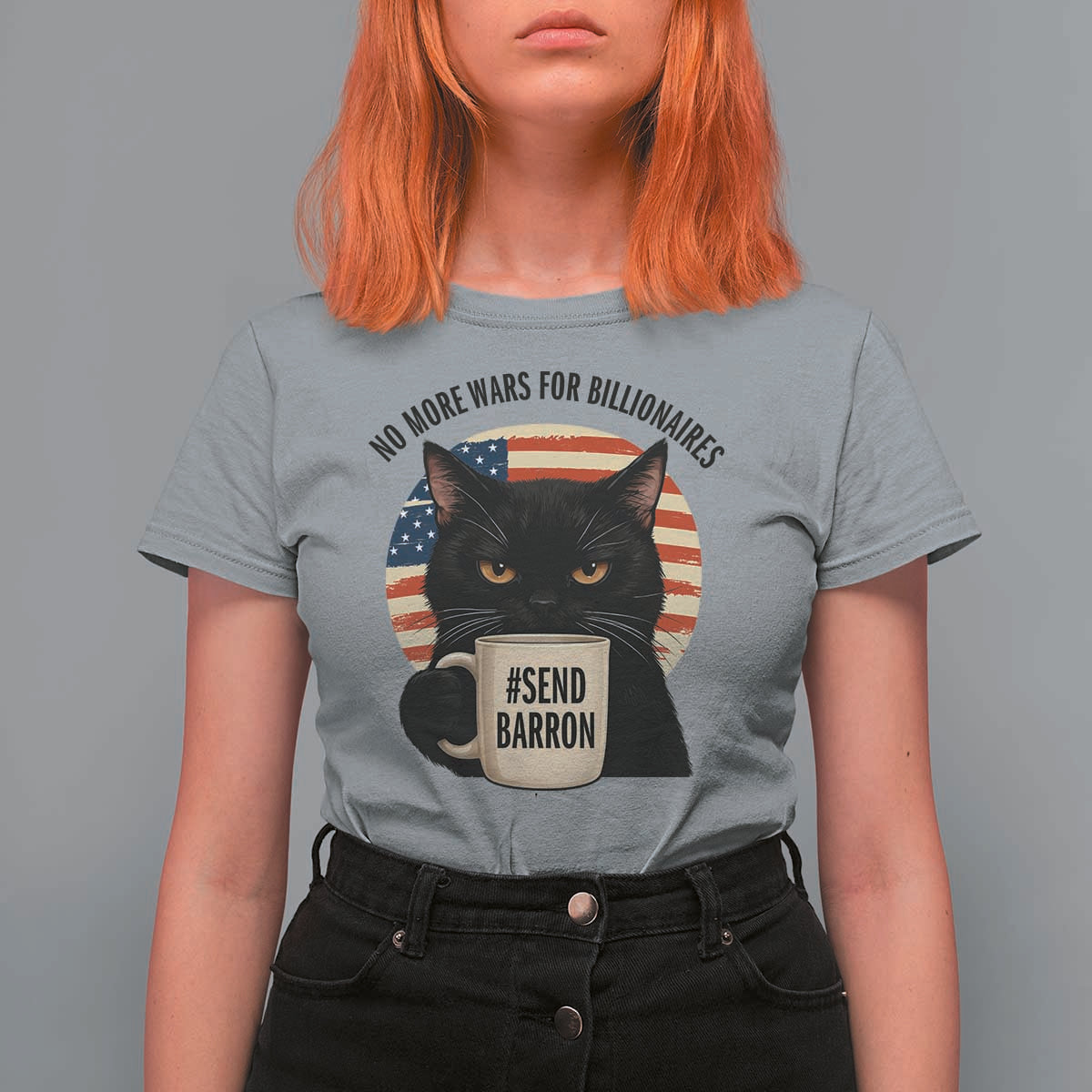 Send Barron Meme T Shirt For Women Funny Cat Sarcastic Political