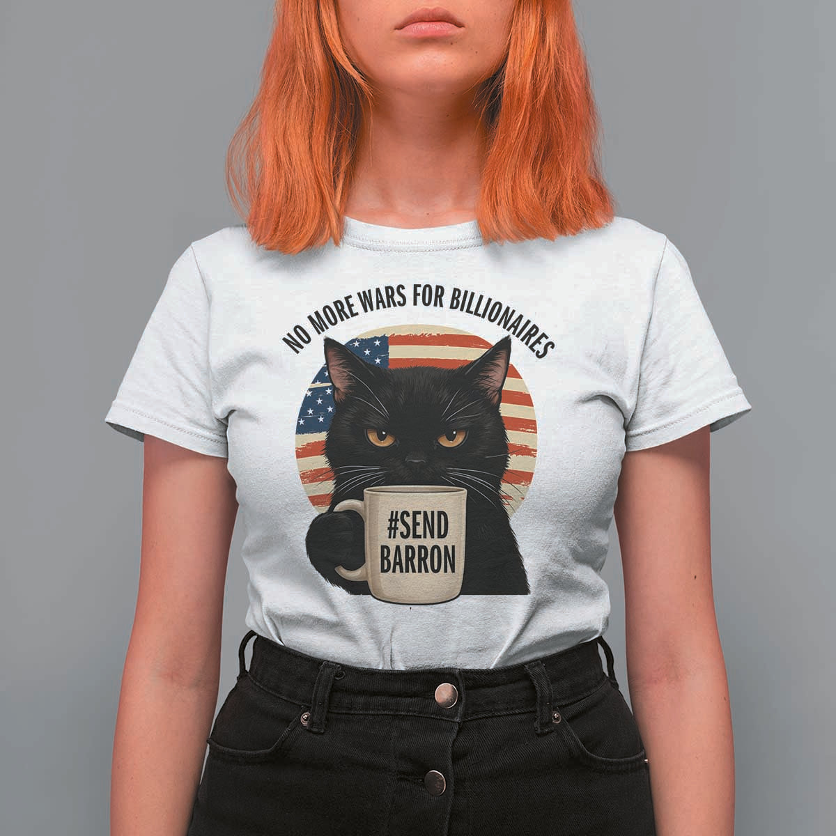 Send Barron Meme T Shirt For Women Funny Cat Sarcastic Political