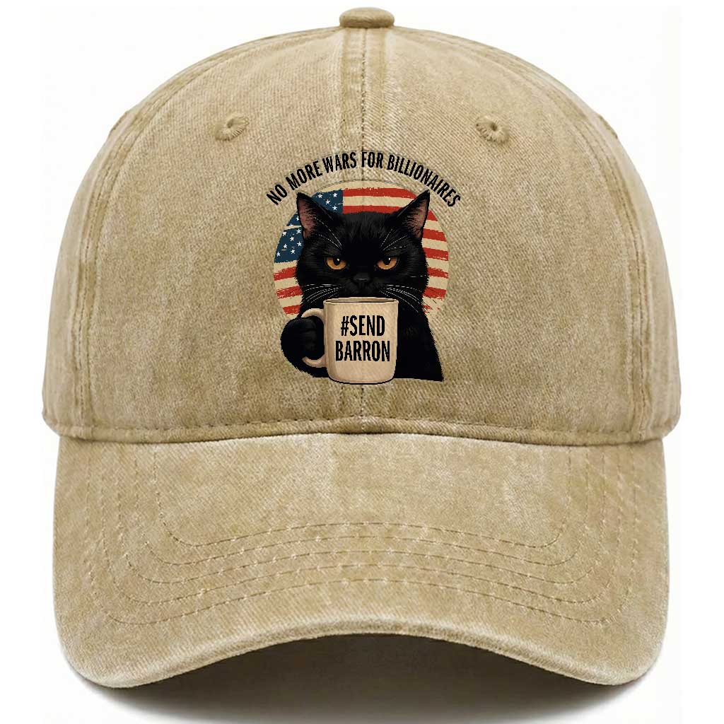 Send Barron Meme Washed Cotton Baseball Cap Funny Cat Sarcastic Political