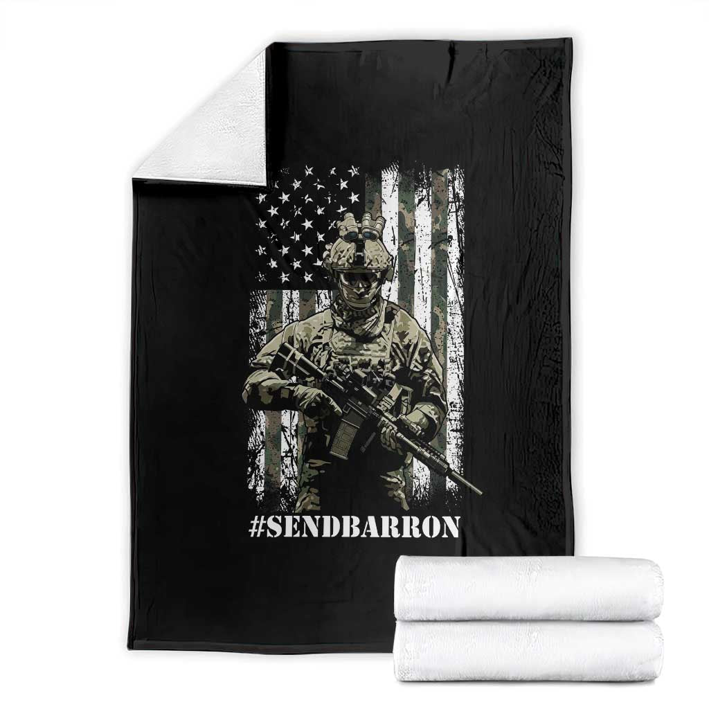 Send Barron Throw Blanket Sarcastic Political American Flag Camo Soldier
