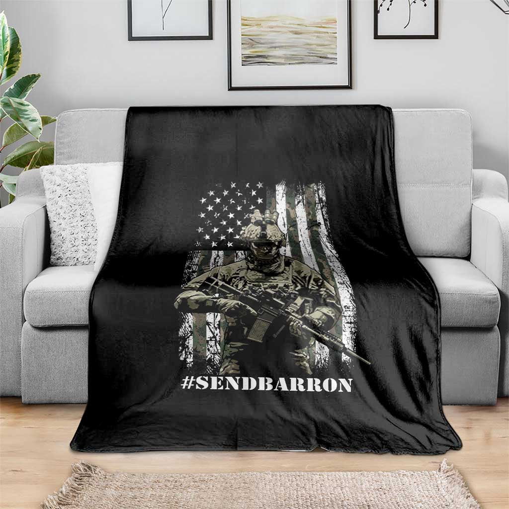Send Barron Throw Blanket Sarcastic Political American Flag Camo Soldier
