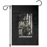 Send Barron Garden Flag Sarcastic Political American Flag Camo Soldier