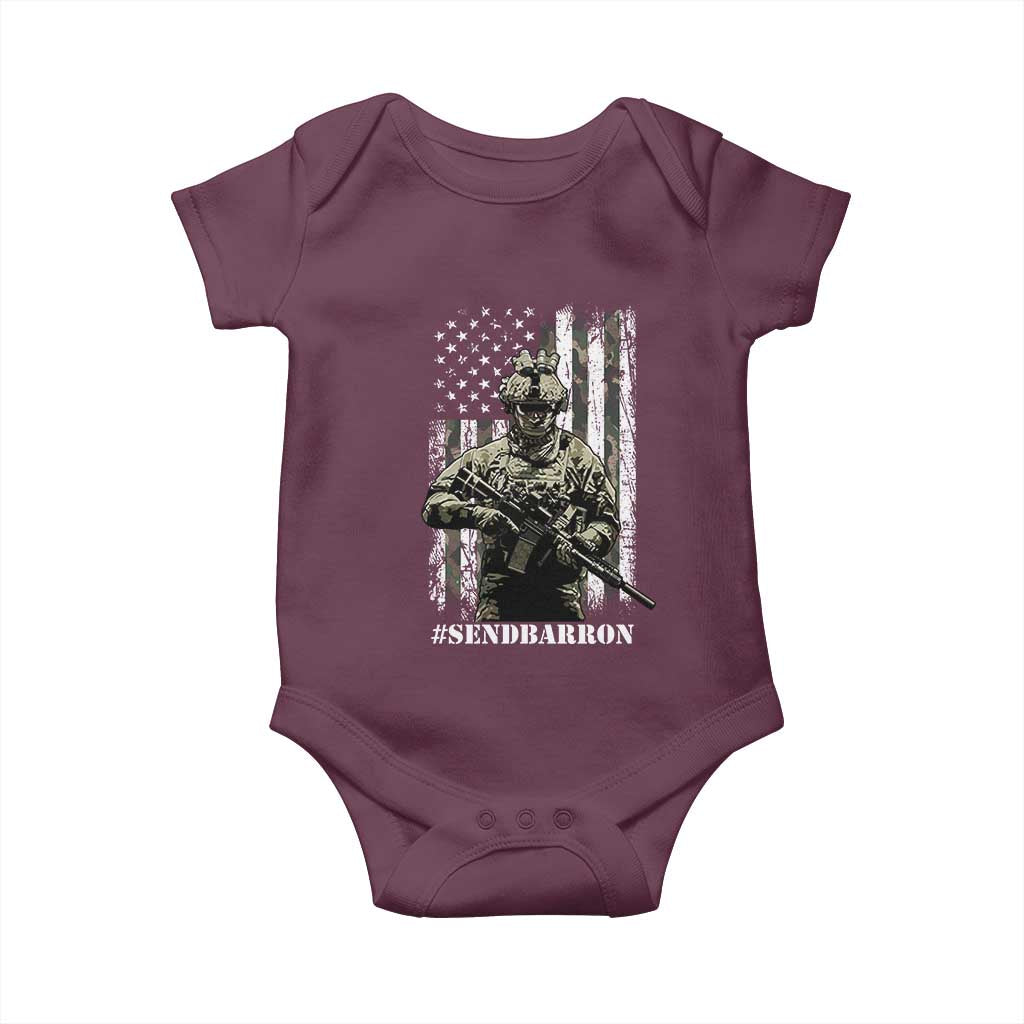 Send Barron Baby Onesie Sarcastic Political American Flag Camo Soldier
