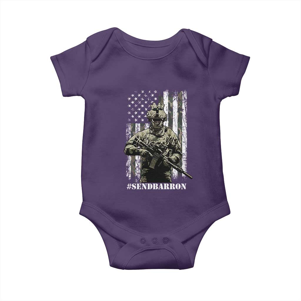 Send Barron Baby Onesie Sarcastic Political American Flag Camo Soldier