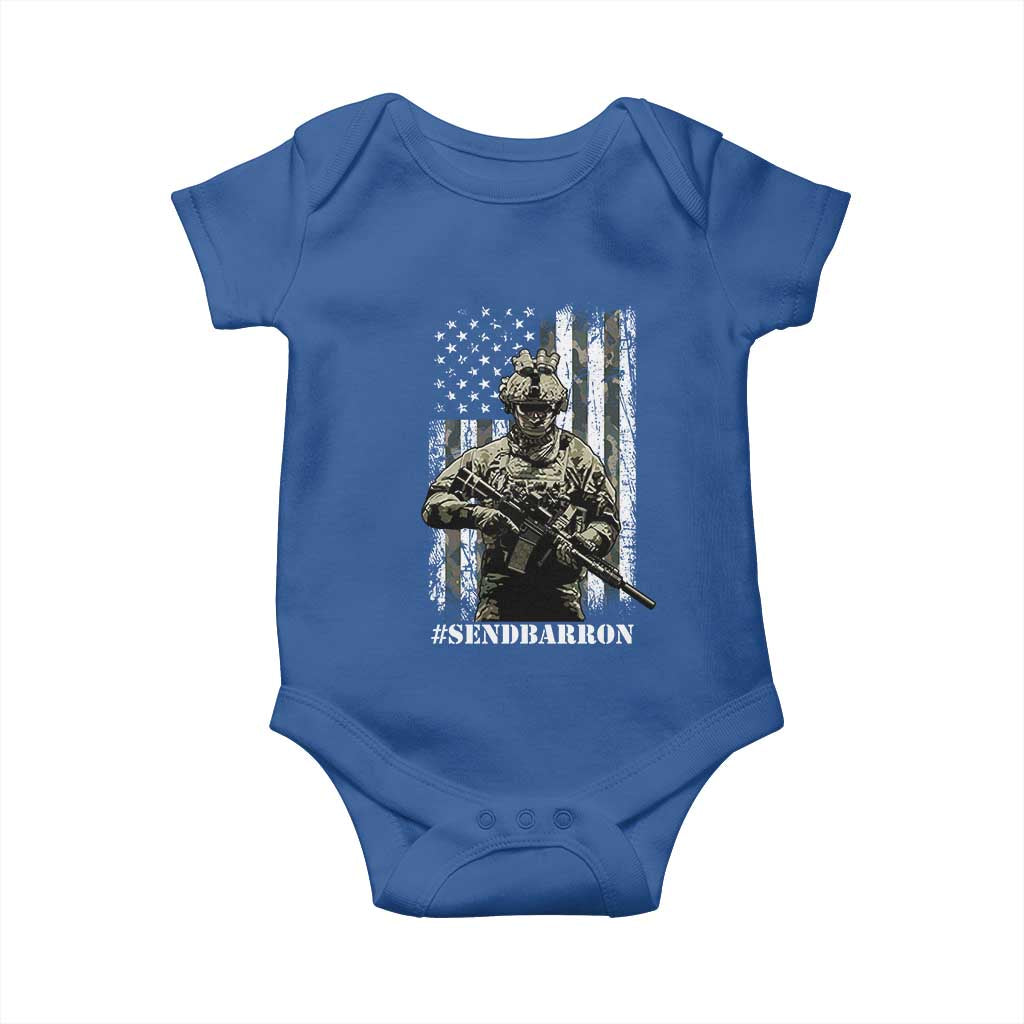 Send Barron Baby Onesie Sarcastic Political American Flag Camo Soldier