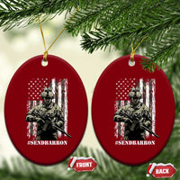 Send Barron Ceramic Ornament Sarcastic Political American Flag Camo Soldier