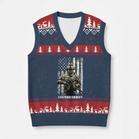 Send Barron V-Neck Knit Sweater Vest Sarcastic Political American Flag Camo Soldier