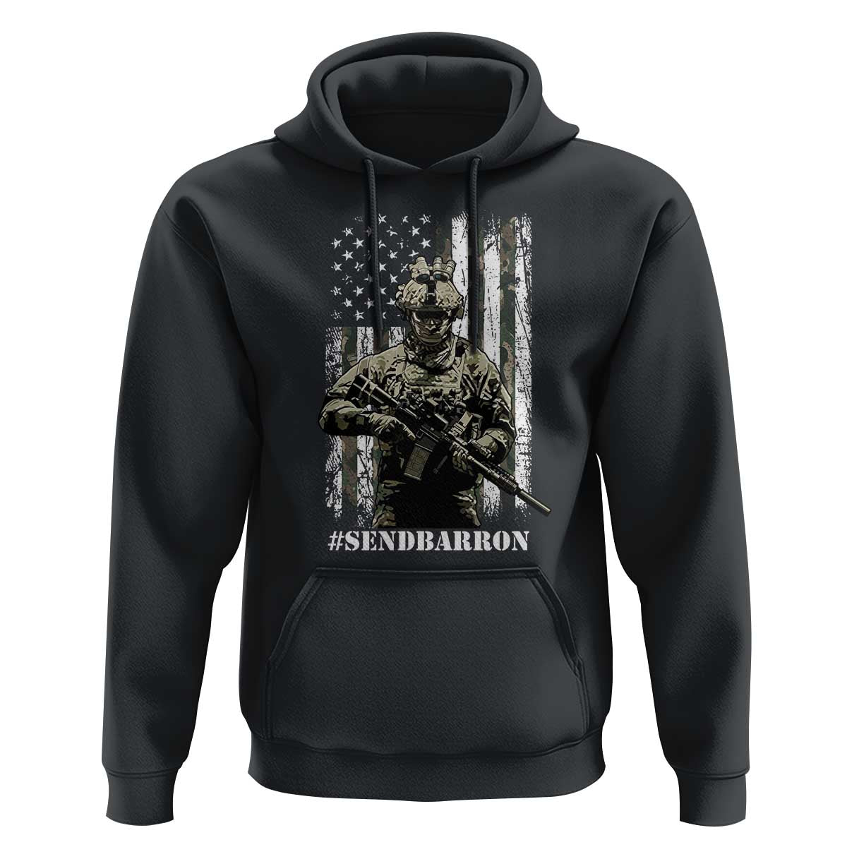 Send Barron Hoodie Sarcastic Political American Flag Camo Soldier