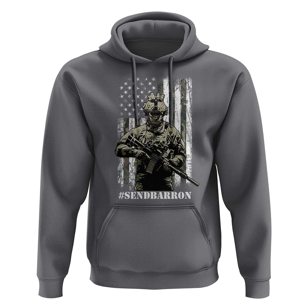 Send Barron Hoodie Sarcastic Political American Flag Camo Soldier