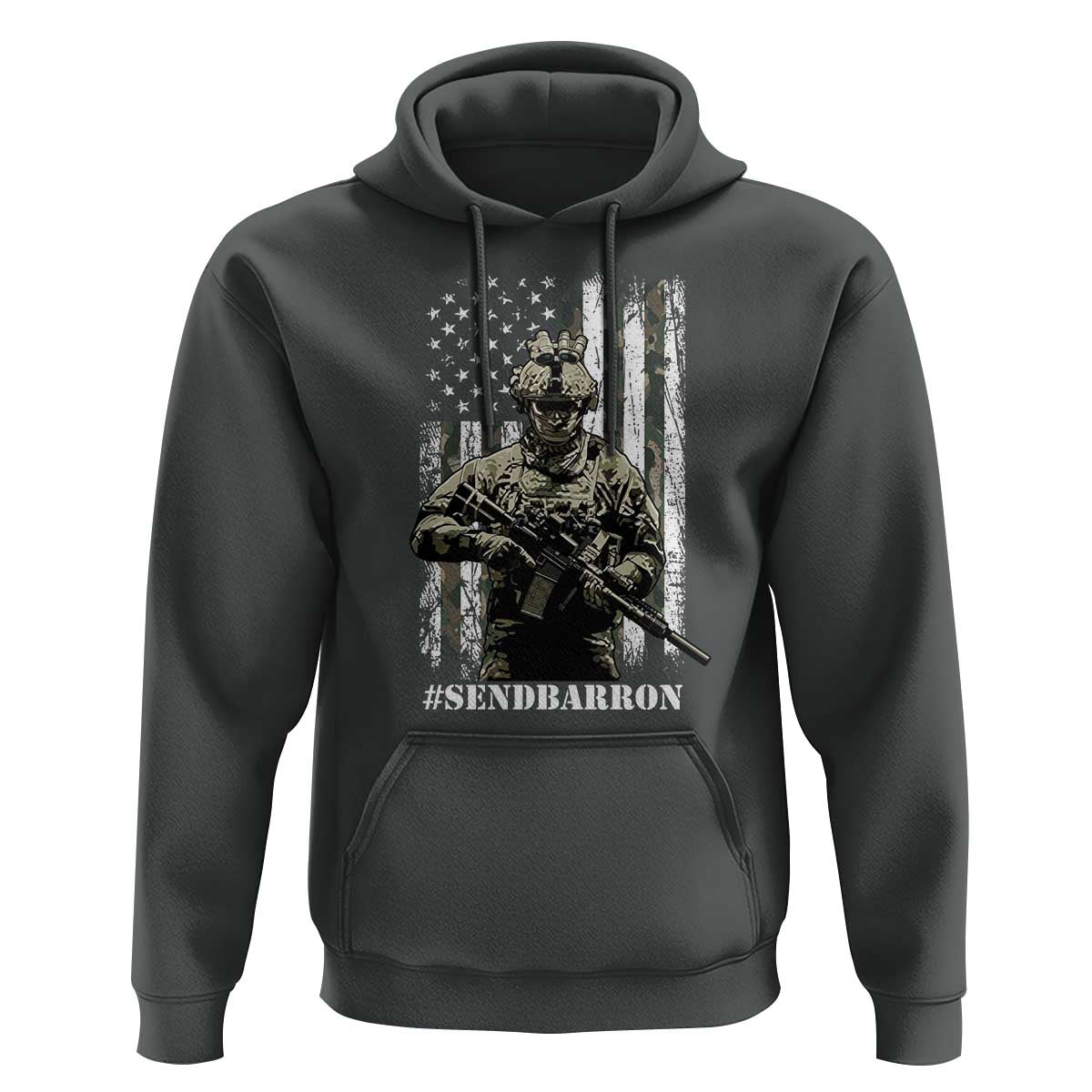Send Barron Hoodie Sarcastic Political American Flag Camo Soldier