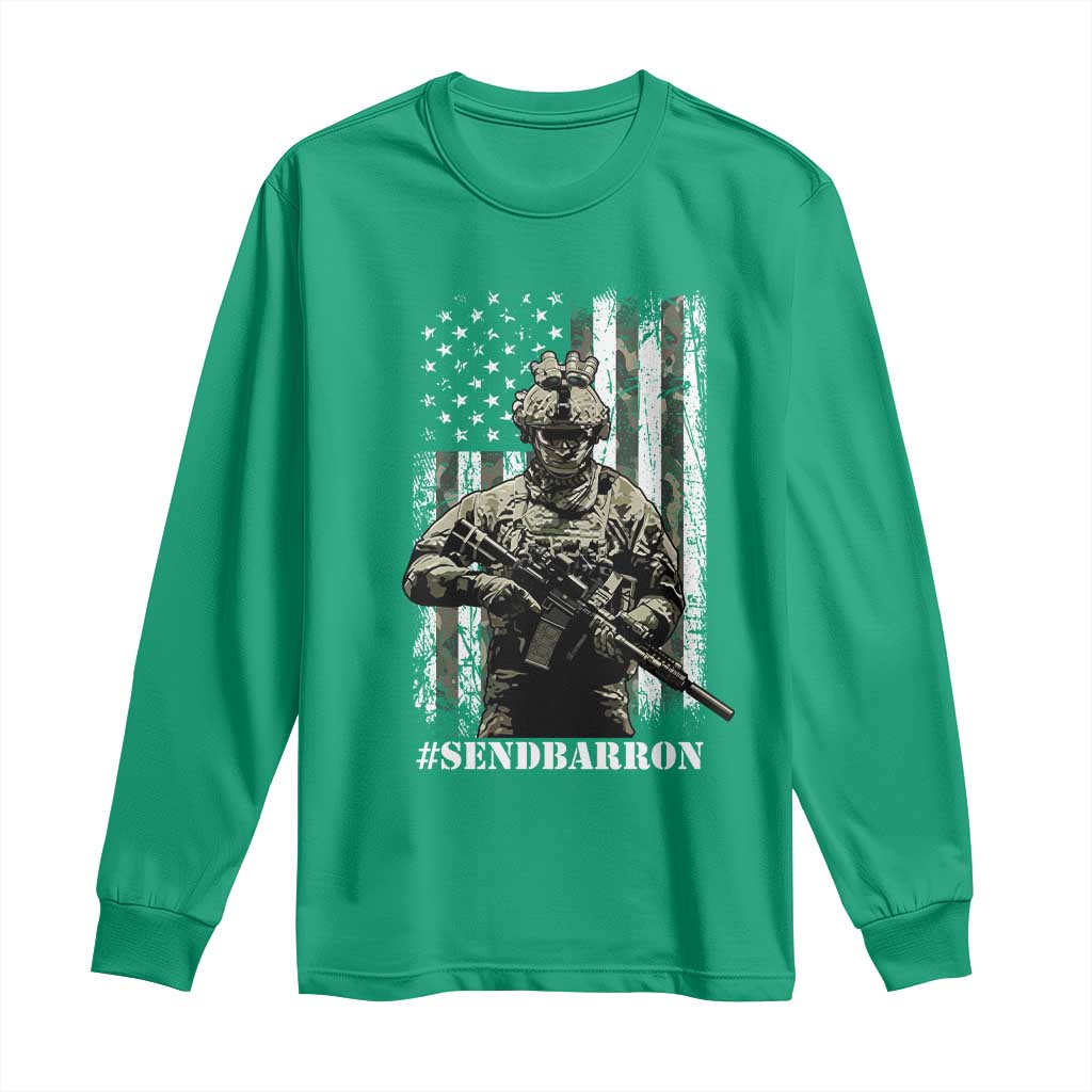 Send Barron Long Sleeve Shirt Sarcastic Political American Flag Camo Soldier